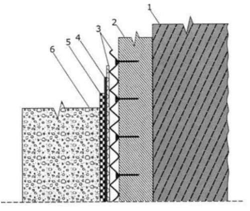 Гидроизоляция жидкой резиной фундаментной стены на дренажной пленке опорной стены